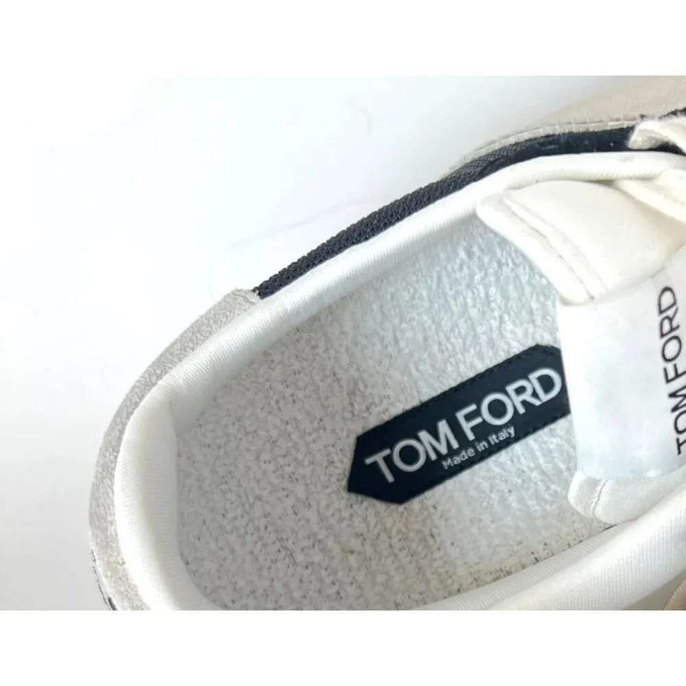 Tom Ford Technical Sneakers Black White Leather Lace-Up Men Shoes Size 10